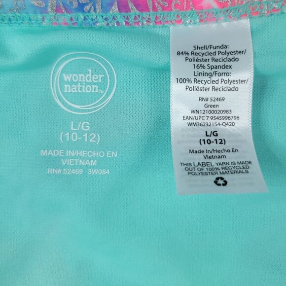 2/$15 Wonder Nation Girls Swimsuit Pink Green SZ 10 Large Silver 2 Piece Ruffle - Picture 13 of 13